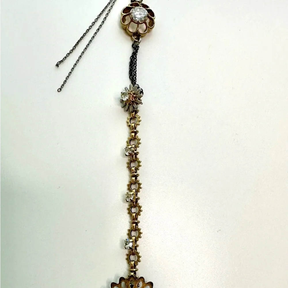 Juicy Couture Chunky Charm Silver Gold Black Tone Crystal Statement Necklace - Picture 12 of 16
